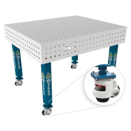Tavolo per saldatura con ruote SteelPlus INOX GPPH 1,2x1mt spessore 12mm, fori 16mm griglia 50x50mm