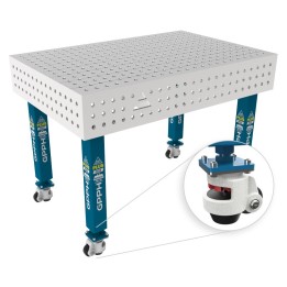 Tavolo per saldatura con ruote SteelPlus INOX GPPH 1,2x0,8mt spessore 12mm, fori 16mm griglia 50x50mm