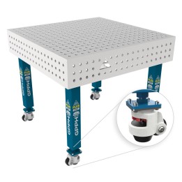 Tavolo per saldatura con ruote SteelPlus INOX GPPH 1x1mt spessore 12mm, fori 16mm griglia 50x50mm