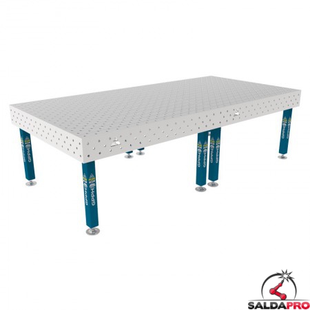 Tavolo per saldatura SteelPlus INOX GPPH 3x1,48mt spessore 12mm, fori 16mm griglia diagonale