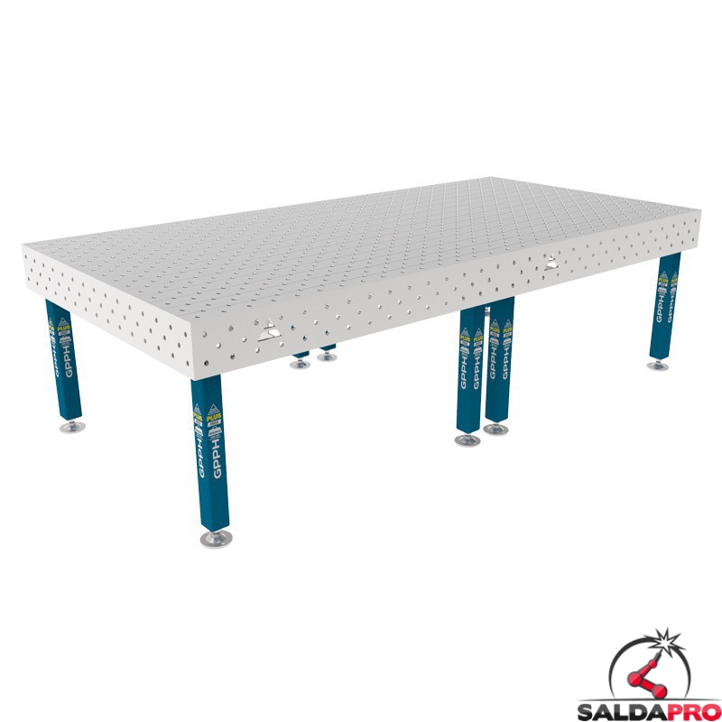 Tavolo per saldatura SteelPlus INOX GPPH 3x1,48mt spessore 12mm, fori 16mm griglia diagonale Tavolo per saldatura SteelPlus INOX GPPH 3x1,48mt spessore 12mm, fori 16mm griglia diagonale