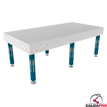 Tavolo per saldatura SteelPlus INOX GPPH 2,4x1,2mt spessore 12mm, fori 16mm griglia diagonale