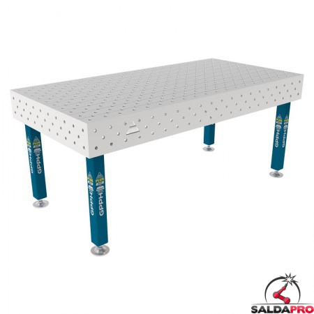 Tavolo per saldatura SteelPlus INOX GPPH 2x1mt spessore 12mm, fori 16mm griglia diagonale