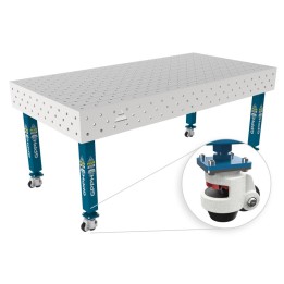 Tavolo per saldatura con ruote SteelPlus INOX GPPH 2x1mt spessore 12mm, fori 16mm griglia diagonale