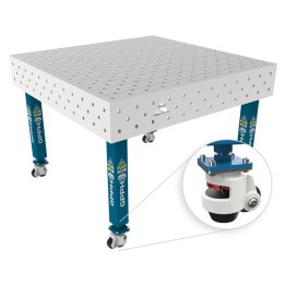 Tavolo per saldatura con ruote SteelPlus INOX GPPH 1,2x1,2mt spessore 12mm, fori 16mm griglia diagonale