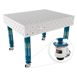Tavolo per saldatura con ruote SteelPlus INOX GPPH 1,2x1mt spessore 12mm, fori 16mm griglia diagonale