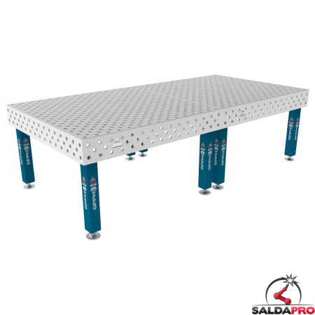 Tavolo per saldatura SteelMax INOX GPPH 3x1,48mt spessore 15mm, fori 28mm griglia diagonale