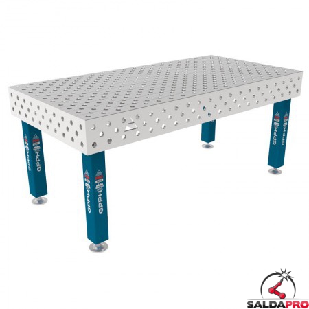 Tavolo per saldatura SteelMax INOX GPPH 2x1mt spessore 15mm, fori 28mm griglia diagonale