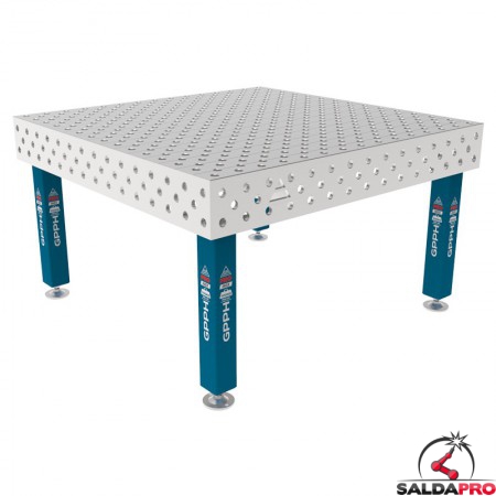 Tavolo per saldatura SteelMax INOX GPPH 1,5x1,48mt spessore 15mm, fori 28mm griglia diagonale