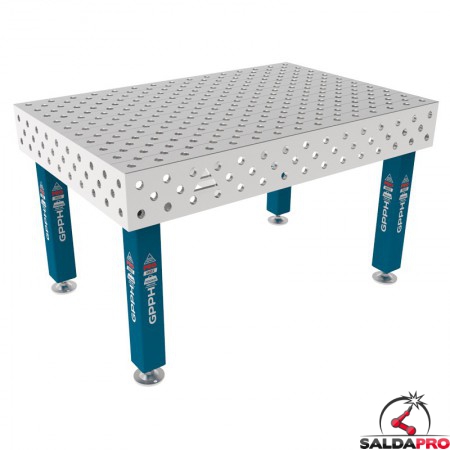 Tavolo per saldatura SteelMax INOX GPPH 1,5x1mt spessore 15mm, fori 28mm griglia diagonale