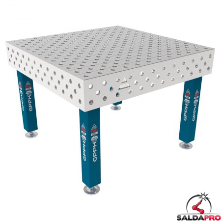 Tavolo per saldatura SteelMax INOX GPPH 1,2x1,2mt spessore 15mm, fori 28mm griglia diagonale