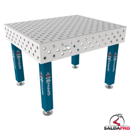 Tavolo per saldatura SteelMax INOX GPPH 1,2x1mt spessore 15mm, fori 28mm griglia diagonale