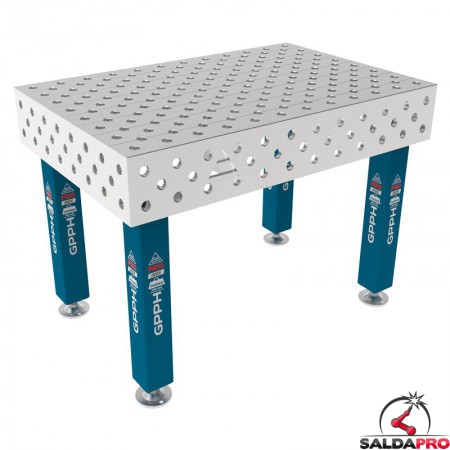 Tavolo per saldatura SteelMax INOX GPPH 1,2x0,8mt spessore 15mm, fori 28mm griglia diagonale