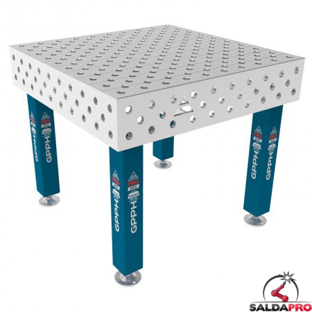Tavolo per saldatura SteelMax INOX GPPH 1x1mt spessore 15mm, fori 28mm griglia diagonale
