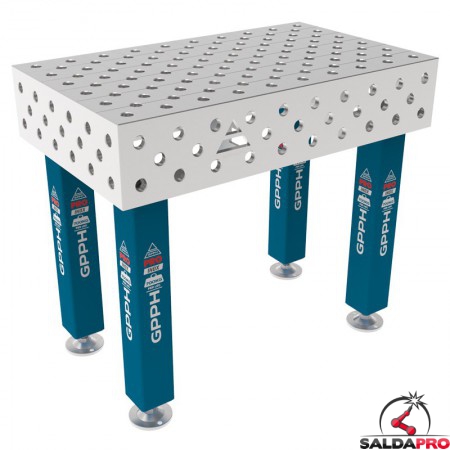 Tavolo per saldatura SteelMax INOX GPPH 1x0,6mt spessore 15mm, fori 28mm griglia diagonale