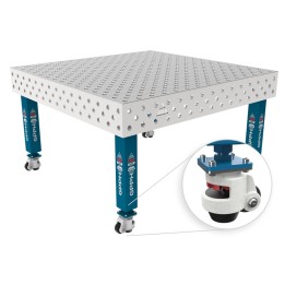Tavolo per saldatura con ruote SteelMax INOX GPPH 1,5x1,48mt spessore 15mm, fori 28mm griglia diagonale