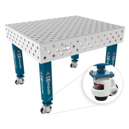 Tavolo per saldatura con ruote SteelMax INOX GPPH 1,2x1mt spessore 15mm, fori 28mm griglia diagonale