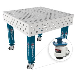 Tavolo per saldatura con ruote SteelMax INOX GPPH 1x1mt spessore 15mm, fori 28mm griglia diagonale