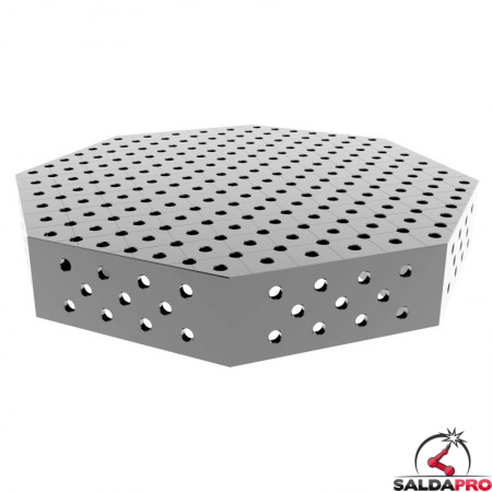 Tavolo saldatura ottagonale GPPH SteelPlus INOX OCT 1,2x1,2mt spessore 12mm, fori 16mm su griglia 50x50mm