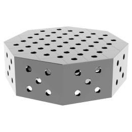 Tavolo saldatura ottagonale GPPH SteelPlus INOX OCT 0,6x0,6mt spessore 12mm, fori 16mm su griglia diagonale