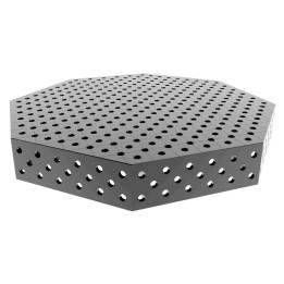 Tavolo saldatura ottagonale GPPH SteelMax INOX OCT 1,4x1,4mt spessore 15mm, fori 28mm su griglia diagonale