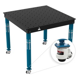 Tavolo per saldatura con ruote Basic GPPH 1x1mt spessore 12mm, fori 16mm griglia 100x100mm