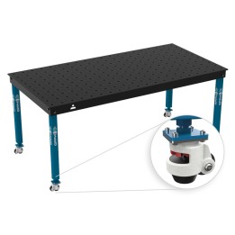 Tavolo per saldatura con ruote Basic GPPH 2x1mt spessore 12mm, fori 16mm griglia 100x100mm