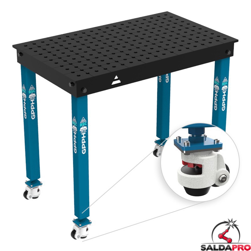 Tavolo per saldatura con ruote Basic GPPH 1x0,6mt spessore 12mm, fori 16mm griglia 50x50mm Tavolo per saldatura con ruote Basic GPPH 1x0,6mt spessore 12mm, fori 16mm griglia 50x50mm