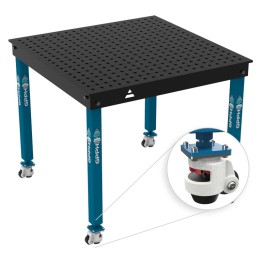 Tavolo per saldatura con ruote Basic GPPH 1x1mt spessore 12mm, fori 16mm griglia 50x50mm