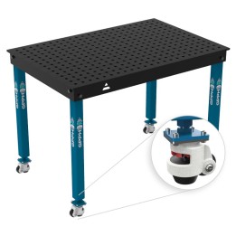Tavolo per saldatura con ruote Basic GPPH 1,2x0,8mt spessore 12mm, fori 16mm griglia 50x50mm