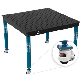 Tavolo per saldatura con ruote Basic GPPH 1,2x1,2mt spessore 12mm, fori 16mm griglia 50x50mm