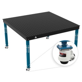 Tavolo per saldatura con ruote Basic GPPH 1,5x1,48mt spessore 12mm, fori 16mm griglia 50x50mm