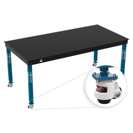 Tavolo per saldatura con ruote Basic GPPH 2x1mt spessore 12mm, fori 16mm griglia 50x50mm