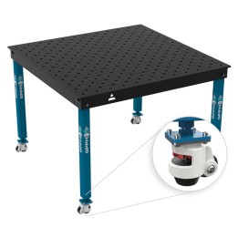 Tavolo per saldatura con ruote Basic GPPH 1,2x1,2mt spessore 12mm, fori 16mm griglia diagonale