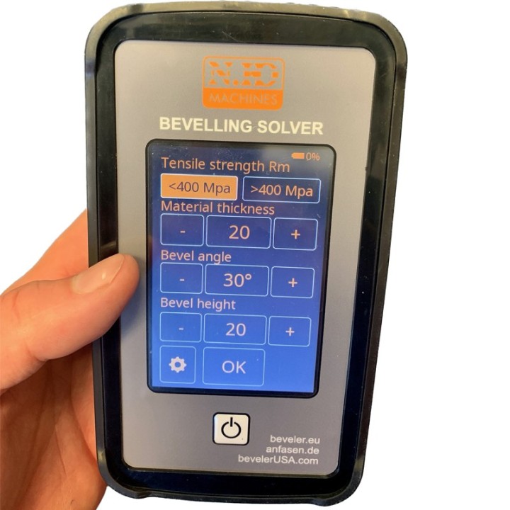 Calcolatrice portatile NKO Machines Bevelling Solver per calcolo tagli smussatura