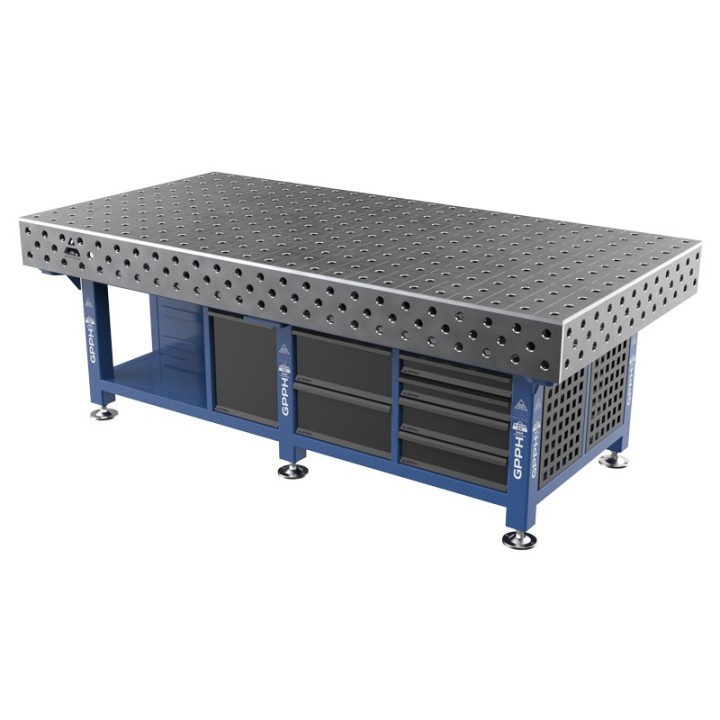 Stazione saldatura WeldStation SteelExpert GPPH 2,4x1,2mt spessore 25mm, fori 28mm griglia 100x100mm