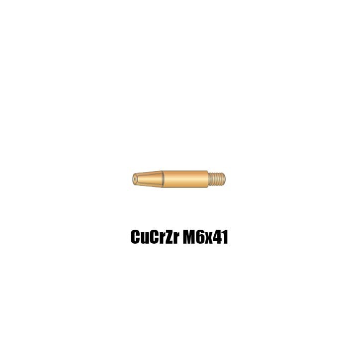 Punte guidafilo CuCrZr M6x41 Ø 0,8-1,6 per torce AWK250 CWK300 - (10pz)