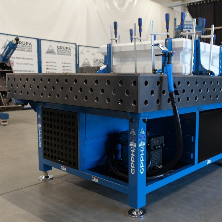 Stazione saldatura WeldStation SteelExpert GPPH 2x1mt spessore 25mm, fori 28mm griglia 100x100mm