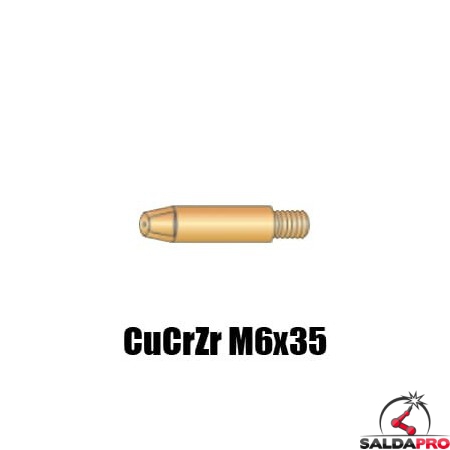 Punta guidafilo CuCrZr M6x35 Ø 0,8-1,2 per torce AWK250 CWK300 - (10pz)