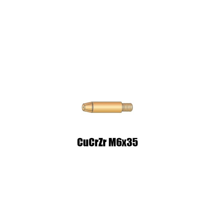 Punta guidafilo CuCrZr M6x35 Ø 0,8-1,2 per torce AWK250 CWK300 - (10pz)