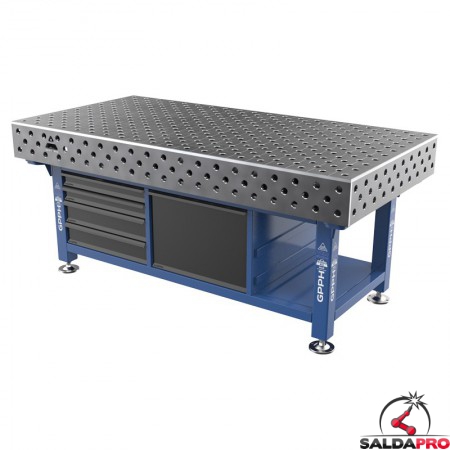 Stazione saldatura WeldStation SteelMax GPPH 2x1mt spessore 15mm, fori 28mm griglia diagonale