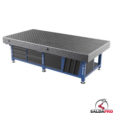 Stazione saldatura WeldStation SteelPlus GPPH 3x1,48mt spessore 12mm, fori 16mm griglia diagonale