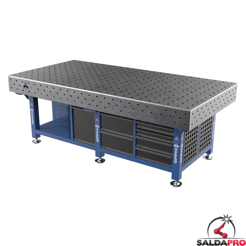 Stazione saldatura WeldStation SteelPlus GPPH 2,4x1,2mt spessore 12mm, fori 16mm griglia 100x100mm Stazione saldatura WeldStation SteelPlus GPPH 2,4x1,2mt spessore 12mm, fori 16mm griglia 100x100mm