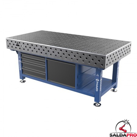 Stazione saldatura WeldStation SteelPlus GPPH 2x1mt spessore 12mm, fori 28mm griglia 100x100mm