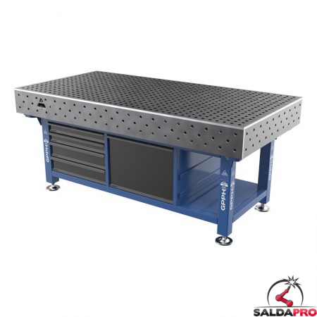 Stazione saldatura WeldStation SteelPlus GPPH 2x1mt spessore 12mm, fori 16mm griglia 50x50mm