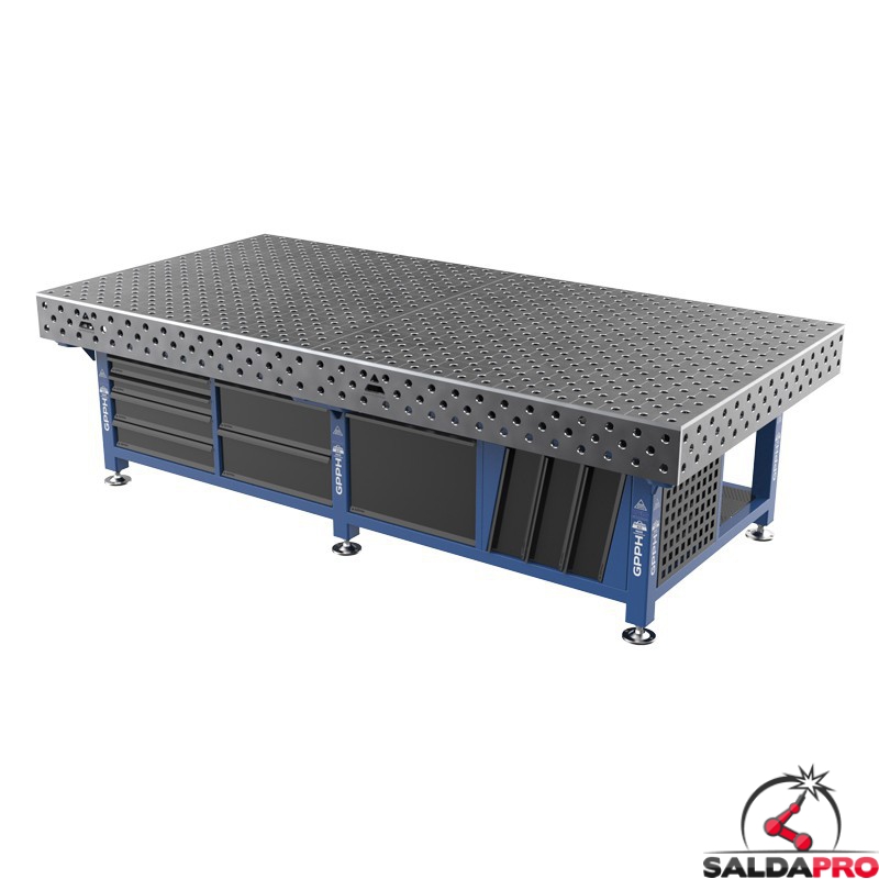 Stazione saldatura WeldStation SteelEco GPPH 3x1,48mt spessore 8mm, fori 28mm griglia diagonale