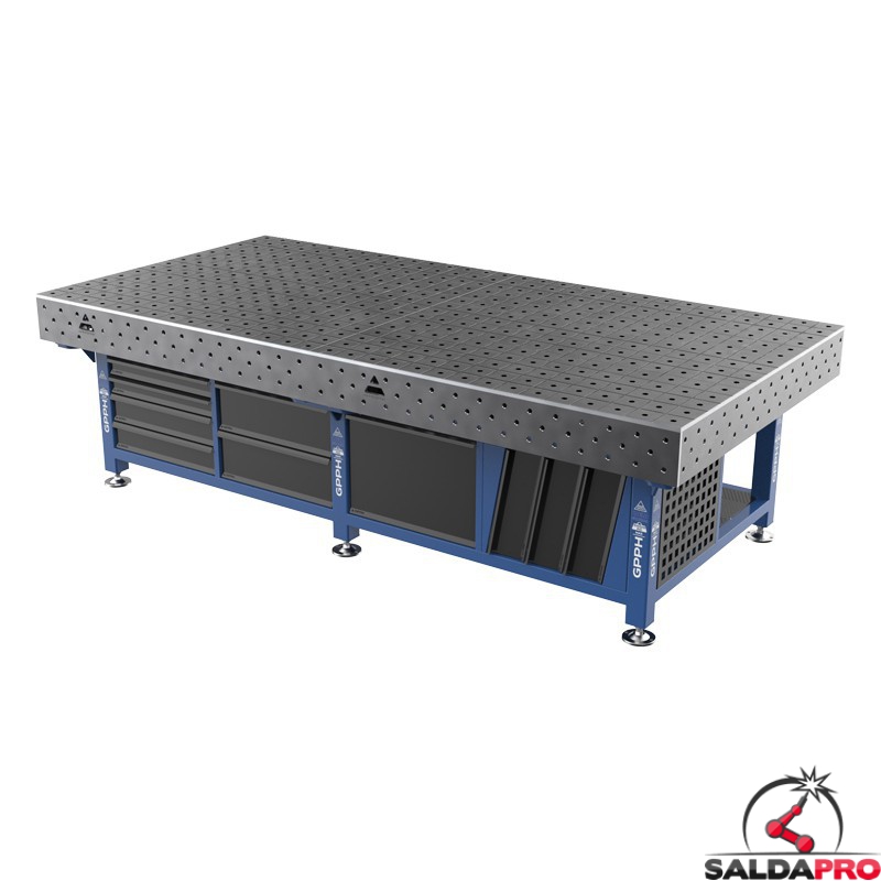 Stazione saldatura WeldStation SteelEco GPPH 3x1,48mt spessore 8mm, fori 16mm griglia 100x100mm