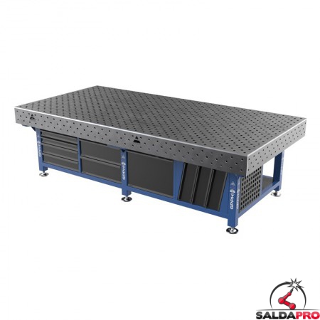 Stazione saldatura WeldStation SteelEco GPPH 3x1,48mt spessore 8mm, fori 16mm griglia diagonale