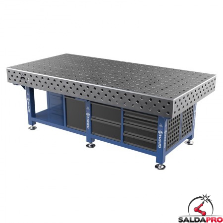 Stazione saldatura WeldStation SteelEco GPPH 2,4x1,2mt spessore 8mm, fori 28mm griglia 100x100mm