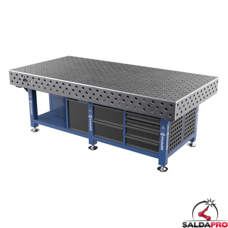 Stazione saldatura WeldStation SteelEco GPPH 2,4x1,2mt spessore 8mm, fori 28mm griglia diagonale